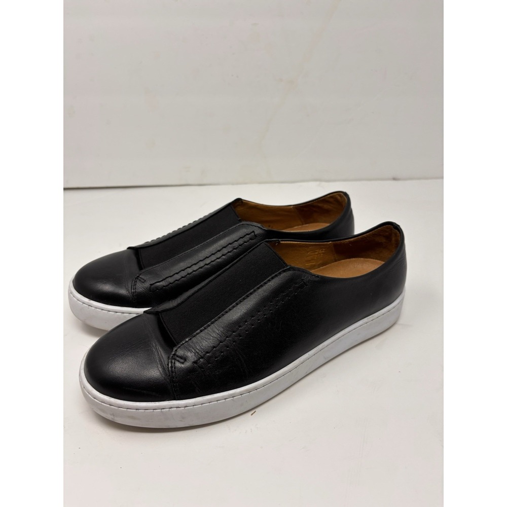 Garnet Hill Shoes Womens 40 US 10 Zora Slip On Sneakers Flats Black Leather